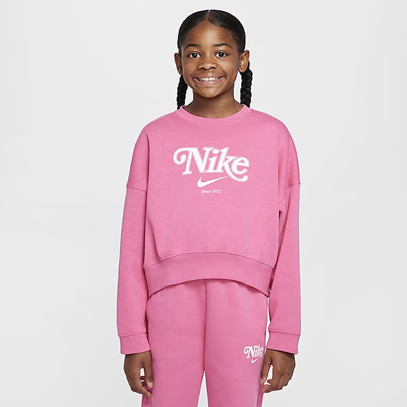 Nike pink crew neck sales